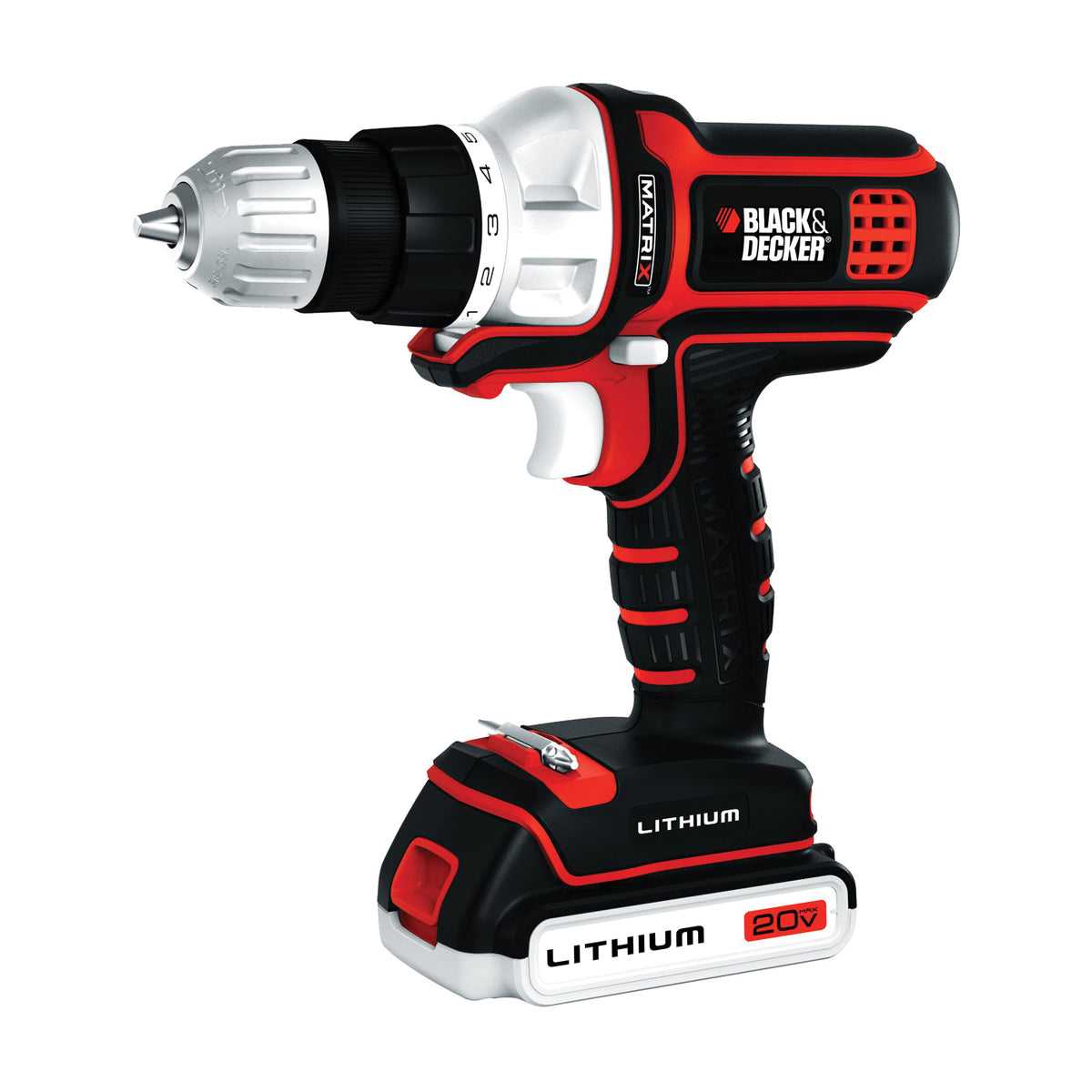 Black+Decker BDCDMT120C Drill/Driver, Battery Included, 20 V, 3/8 in Chuck, Keyless Chuck