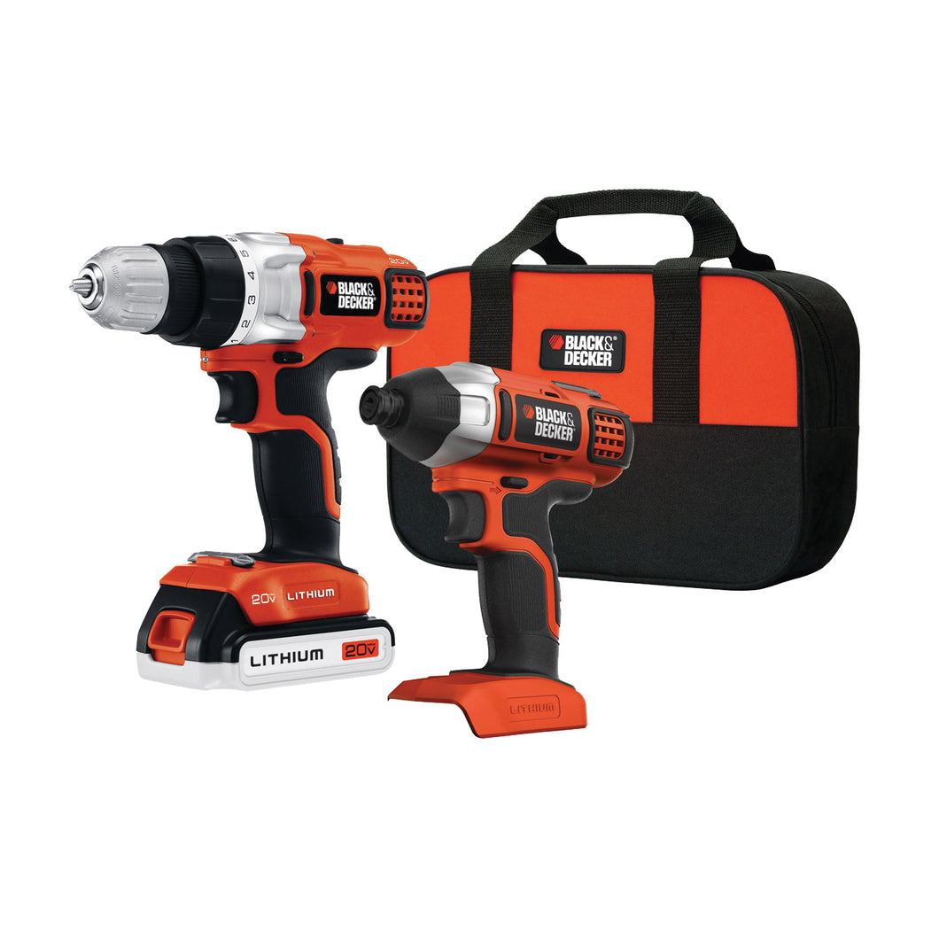 Black+Decker BDCD220IA-1 Combination Kit, Battery Included, 20 V, 2-Tool, Lithium-Ion Battery
