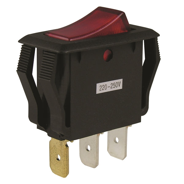 GB GSW GSW-42 Rocker Switch, 8/16 A, 125/250 V, SPST, 0.55 x 1.12 in Panel Cutout, Nylon Housing Material, Black