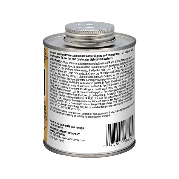 Harvey 018720-12 Solvent Cement, 16 oz Can, Liquid, Orange
