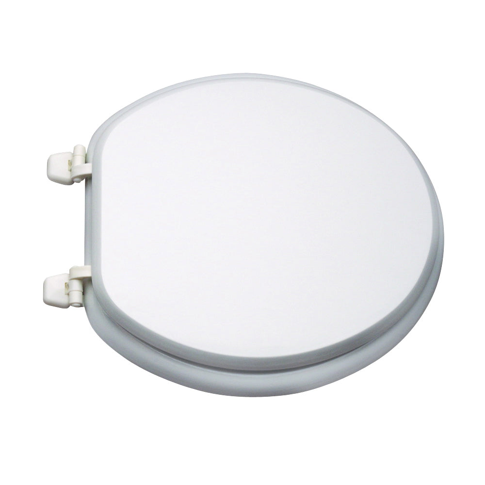 ProSource T-17WM-3L Toilet Seat, Round, MDF Molded Fiberboard, White, Plastic Hinge