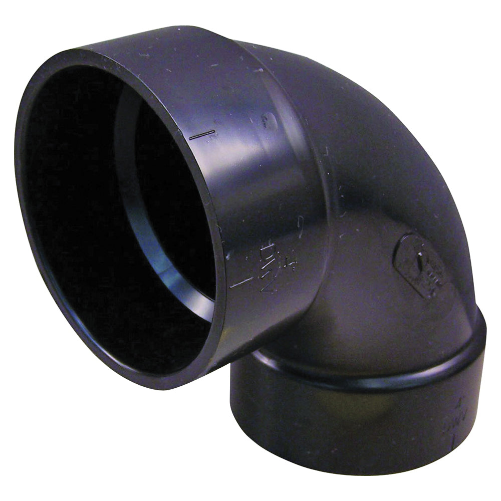 GENOVA 82815 Sanitary Pipe Elbow, 1-1/2 in, Hub, 90 deg Angle, ABS, SCH 40 Schedule