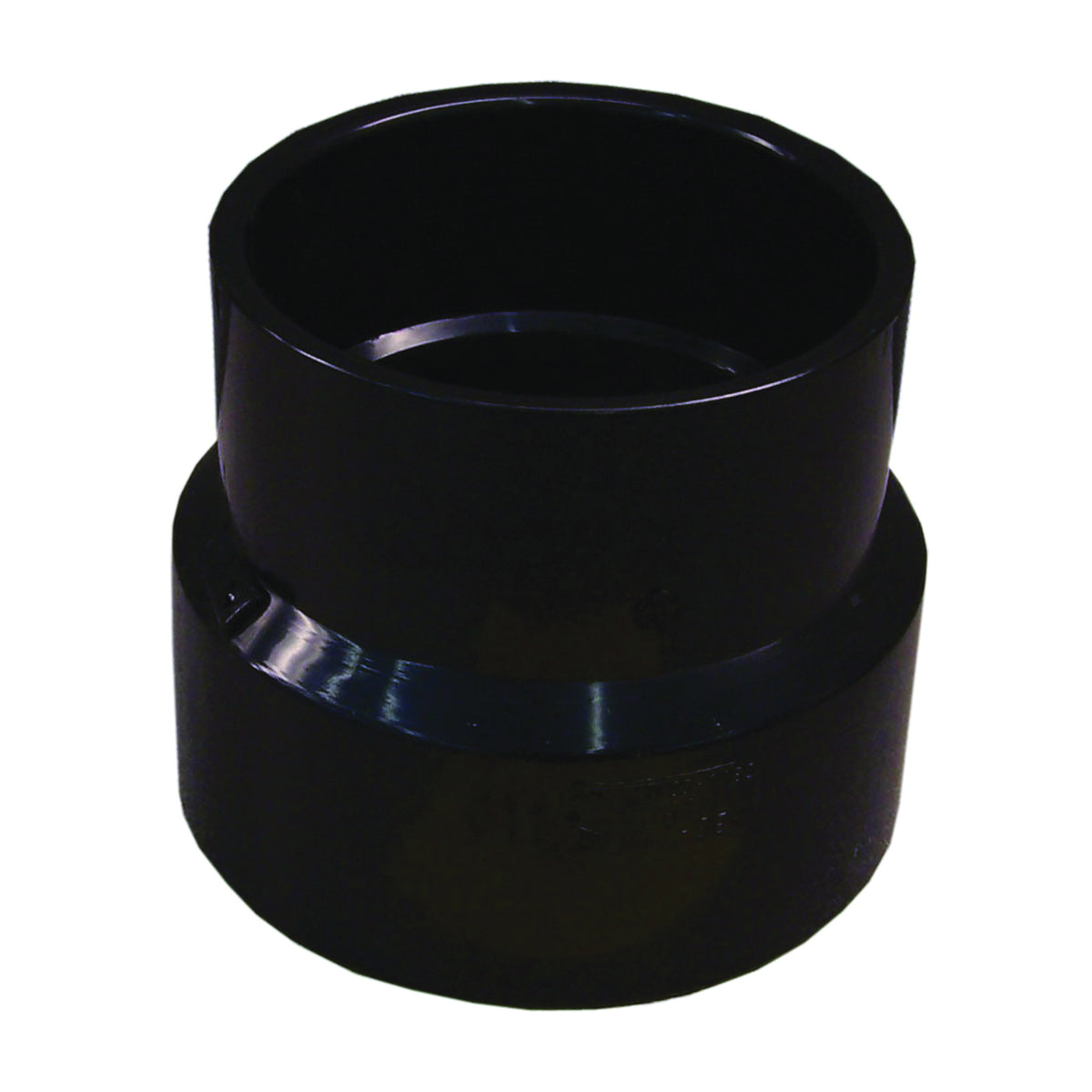 GENOVA 800 Series 81543 Pipe Adapter Coupling, 4 x 3 in, Sewer Hub x Hub, ABS, Black, SCH 40 Schedule