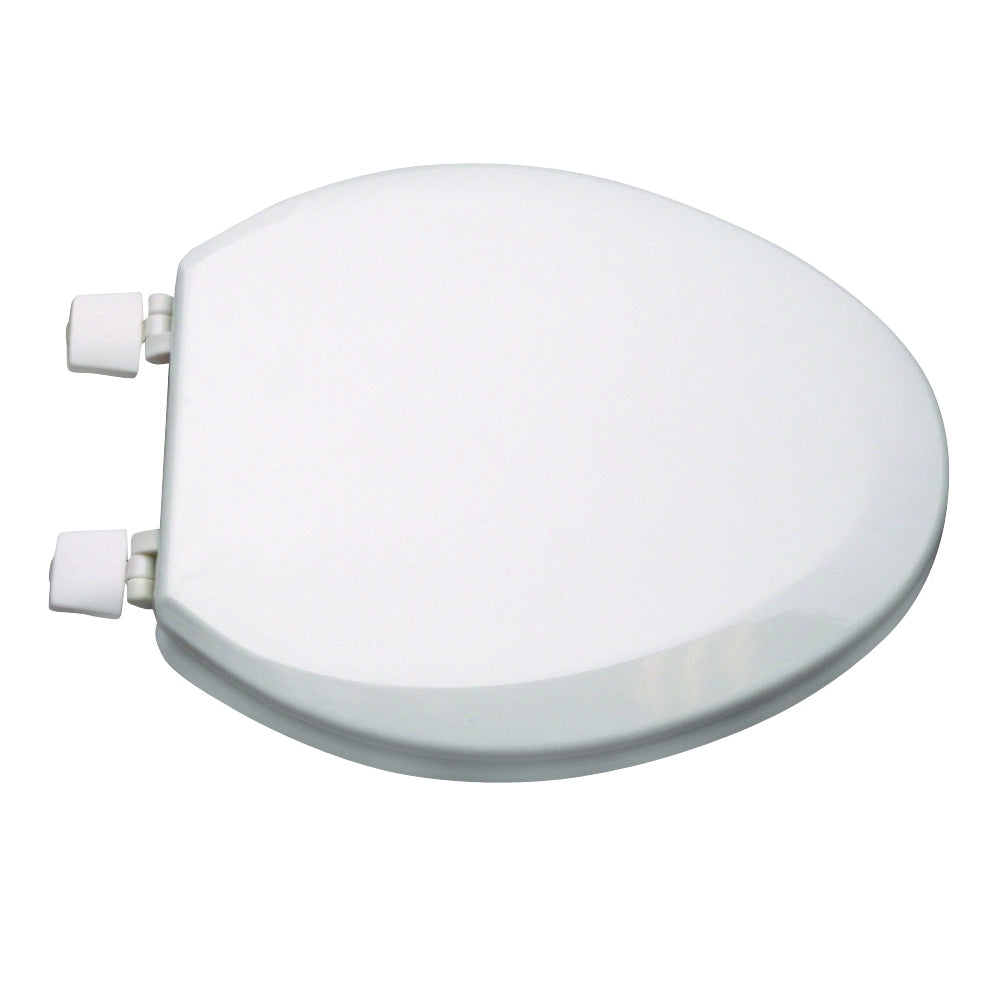 ProSource T-19WM-3L Toilet Seat, Elongated, MDF Molded Fiberboard, White, Plastic Hinge