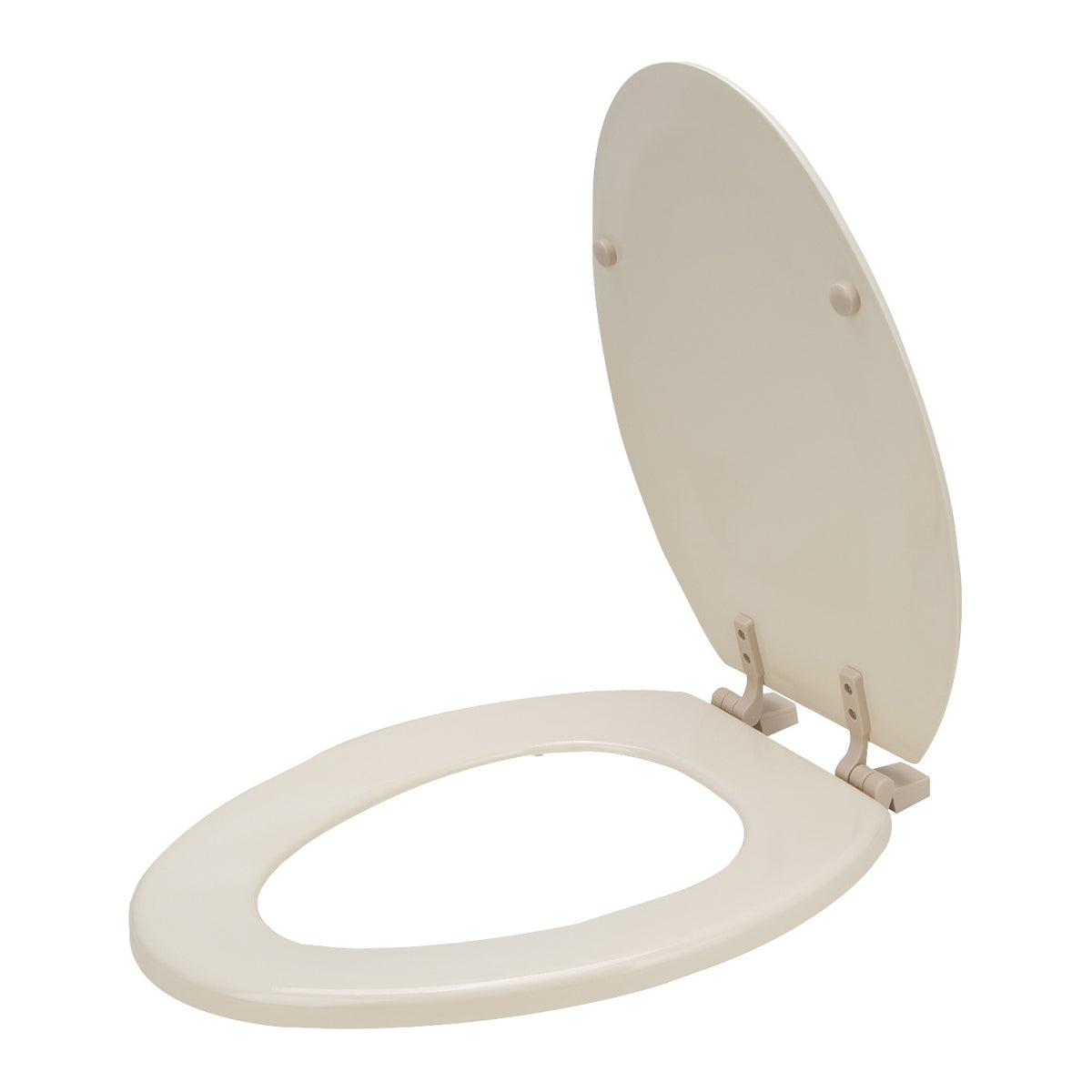 ProSource T-19WM-B-3L Toilet Seat, Elongated, MDF Molded Fiberboard, Bone, Plastic Hinge