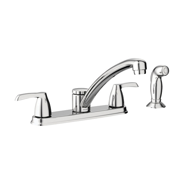Moen Adler Series 87046 Kitchen Faucet, 1.5 gpm, 2-Faucet Handle, Stainless Steel, Chrome Plated, Deck Mounting