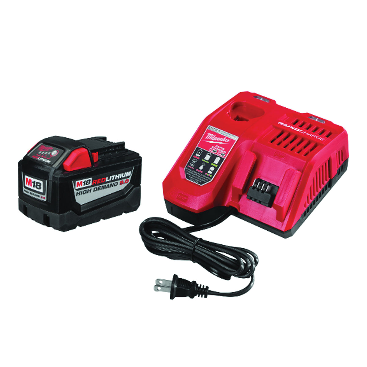 Milwaukee 48-59-1890 Battery Starter Kit, 18 V Battery, 9 Ah, 1-1/2 hr Charging