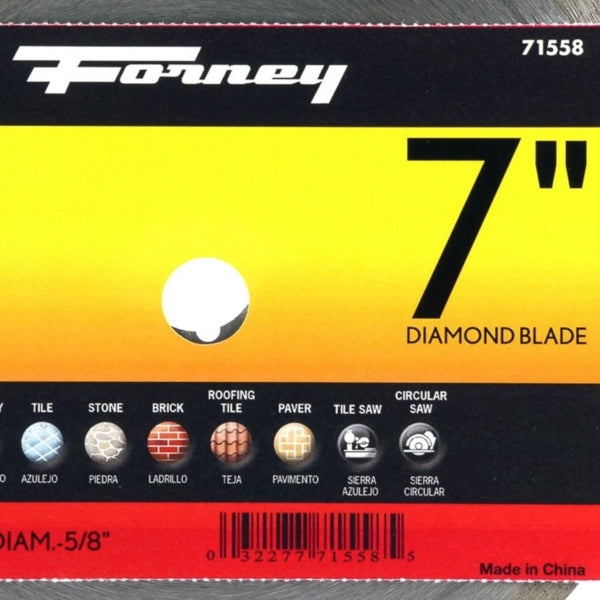 Forney 71558 Cut-Off Blade, 7 in Dia, 7/8 in Arbor
