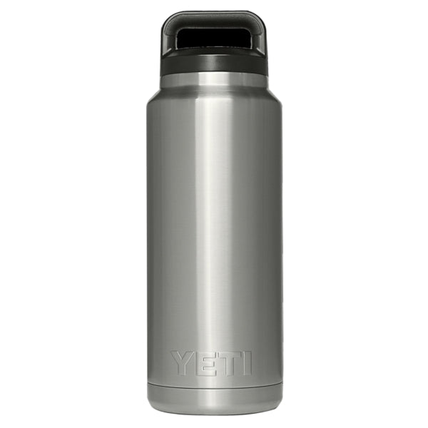 YETI Rambler 21070110001 Insulated Bottle, Round, 36 oz Capacity, Stainless Steel, Stainless Steel