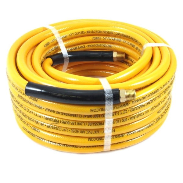 Forney 75411 Air Hose, 3/8 in ID, 1/4 in OD, 50 ft L, MNPT, 300 psi Pressure, PVC, Yellow
