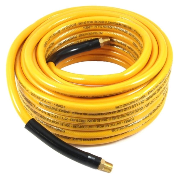 Forney 75411 Air Hose, 3/8 in ID, 1/4 in OD, 50 ft L, MNPT, 300 psi Pressure, PVC, Yellow