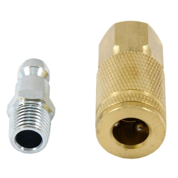 Forney 75519 Plug and Coupler Set, 1/4 in, FNPT x MNPT, Brass/Steel