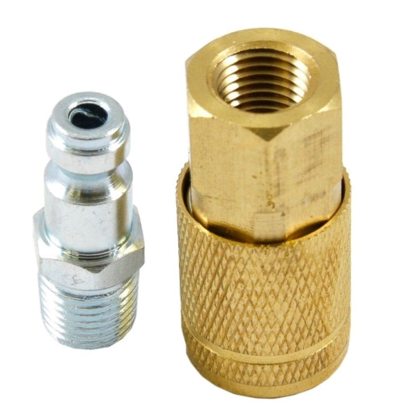 Forney 75519 Plug and Coupler Set, 1/4 in, FNPT x MNPT, Brass/Steel