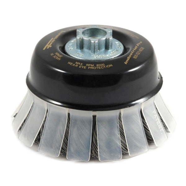 Forney 72882 Wire Cup Brush, 4 in Dia, 5/8-11, M14 x 2 Arbor/Shank, 0.02 in Dia Bristle, HCS Bristle