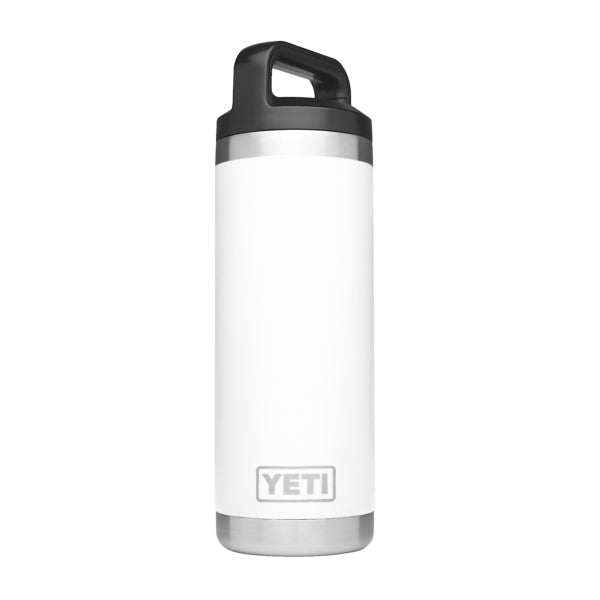 YETI Rambler 21071060009 Insulated Bottle, Round, 18 oz Capacity, Stainless Steel, White
