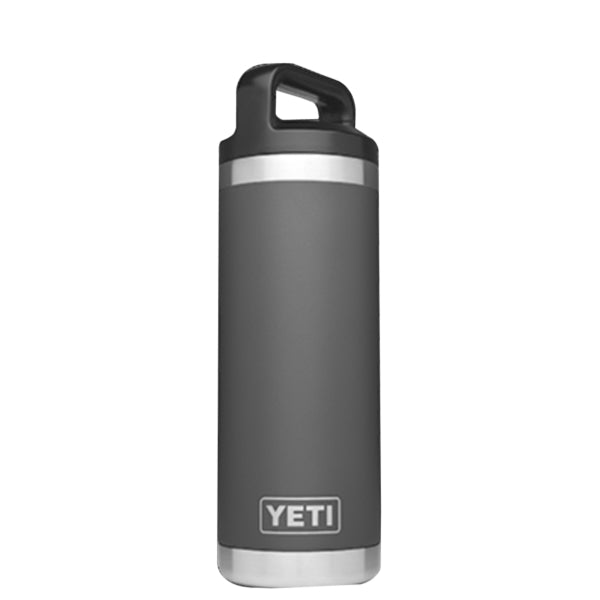 YETI Rambler 21071060010 Insulated Bottle, Round, 18 oz Capacity, Stainless Steel, Charcoal