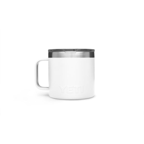 YETI Rambler 21071300145Mug, Vacuum-Insulated with Standard Lid, 14 oz Capacity, Stainless Steel, White
