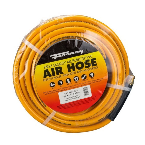 Forney 75407 Air Hose, 1/4 in ID, 50 ft L, MNPT, 300 psi Pressure, PVC, Orange