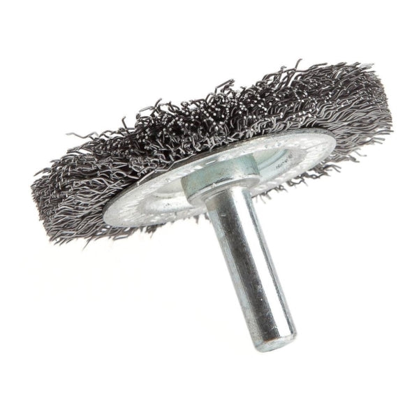 Forney 72252 Wire Wheel, 2 in Dia, 1/4 in Arbor/Shank, 0.012 in Dia Bristle, Steel Bristle