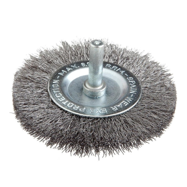 Forney 72255 Wire Wheel, 3 in Dia, 1/4 in Arbor/Shank, 0.008 in Dia Bristle, Steel Bristle