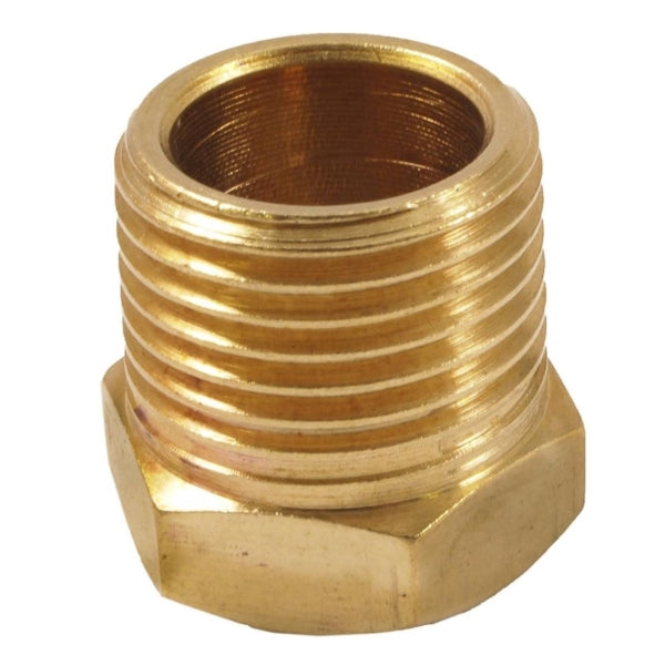 Forney 75536 Pipe Bushing, 3/8 x 1/2 in, FNPT x MNPT, Brass