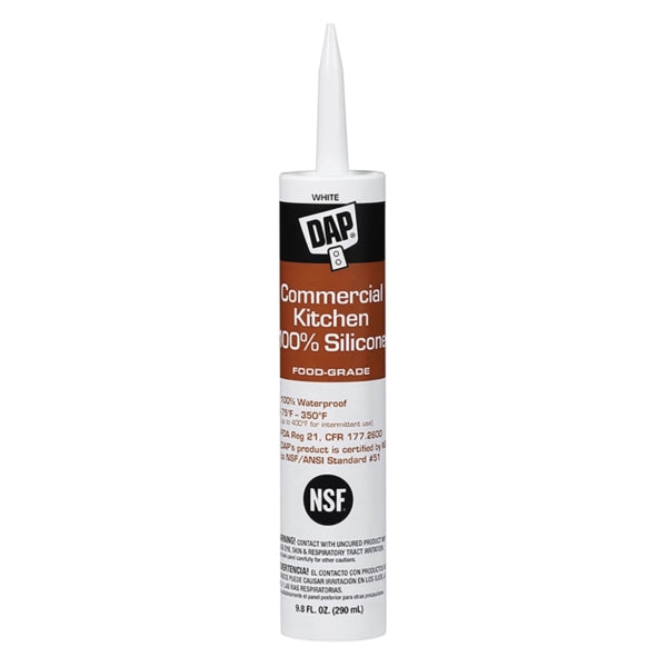 DAP 08656 Sealant, White, 24 hr Curing, -35 to 140 deg F, 9.8 fl-oz Cartridge