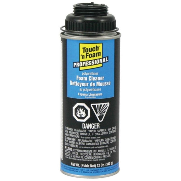 Touch &#39;n Foam Professional 4004528700 Polyurethane Foam Cleaner, Clear, 60 to 100 deg F, 12 oz Aerosol Can