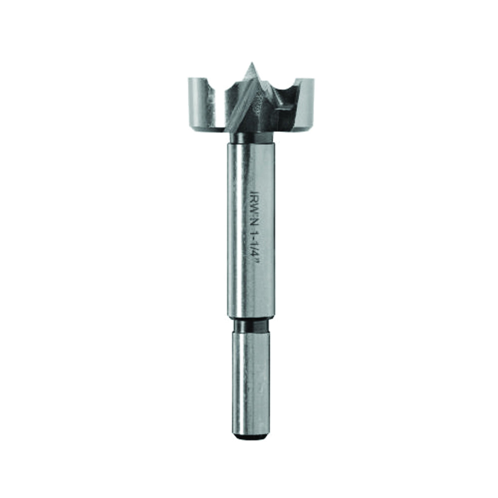 IRWIN 1966932/42920 Forstner Bit, 1-1/4 in Dia, 3-1/2 in OAL, 3/8 in Dia Shank, Reduced Shank
