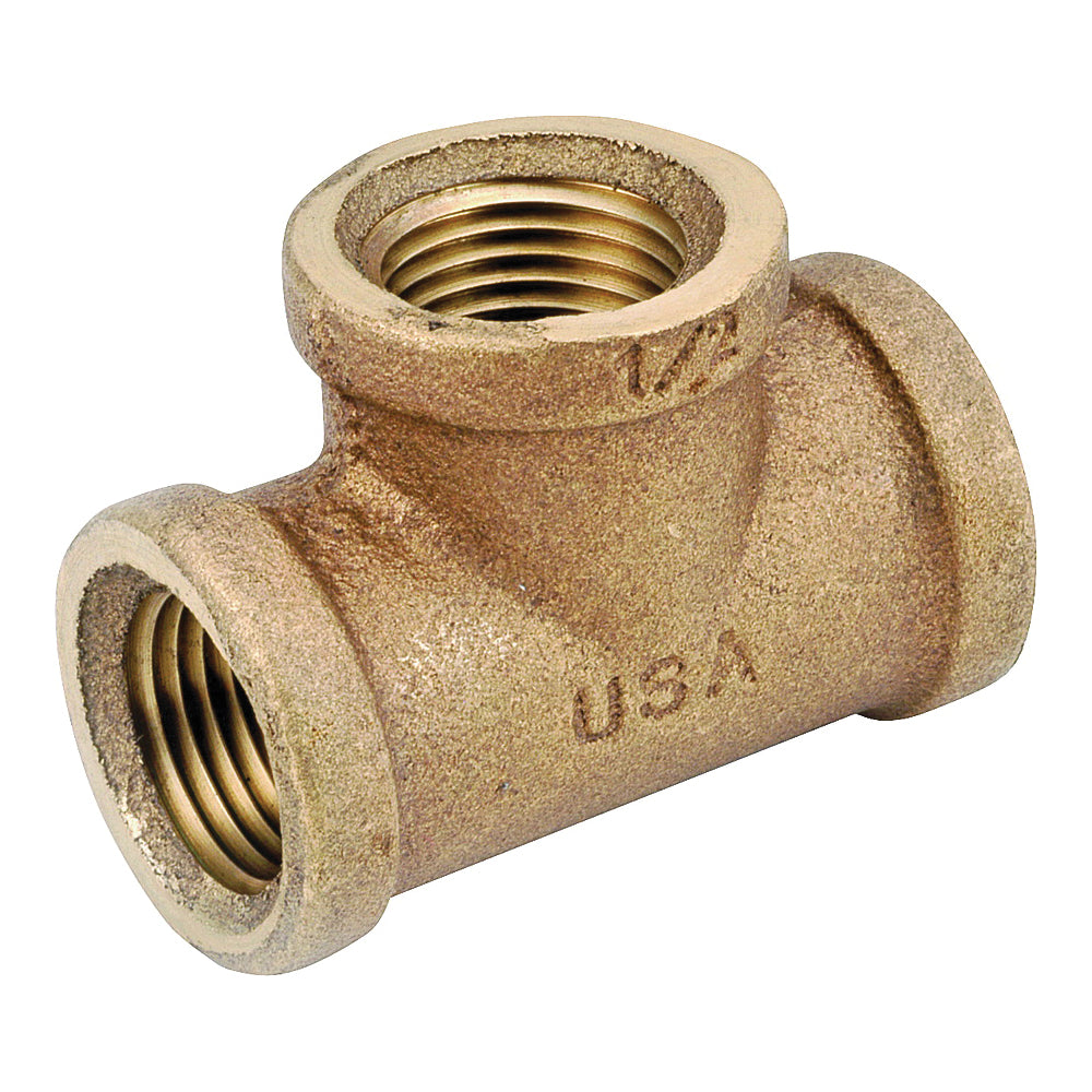 Anderson Metals 738101-06 Pipe Tee, 3/8 in, FIPT, Brass, 200 psi Pressure