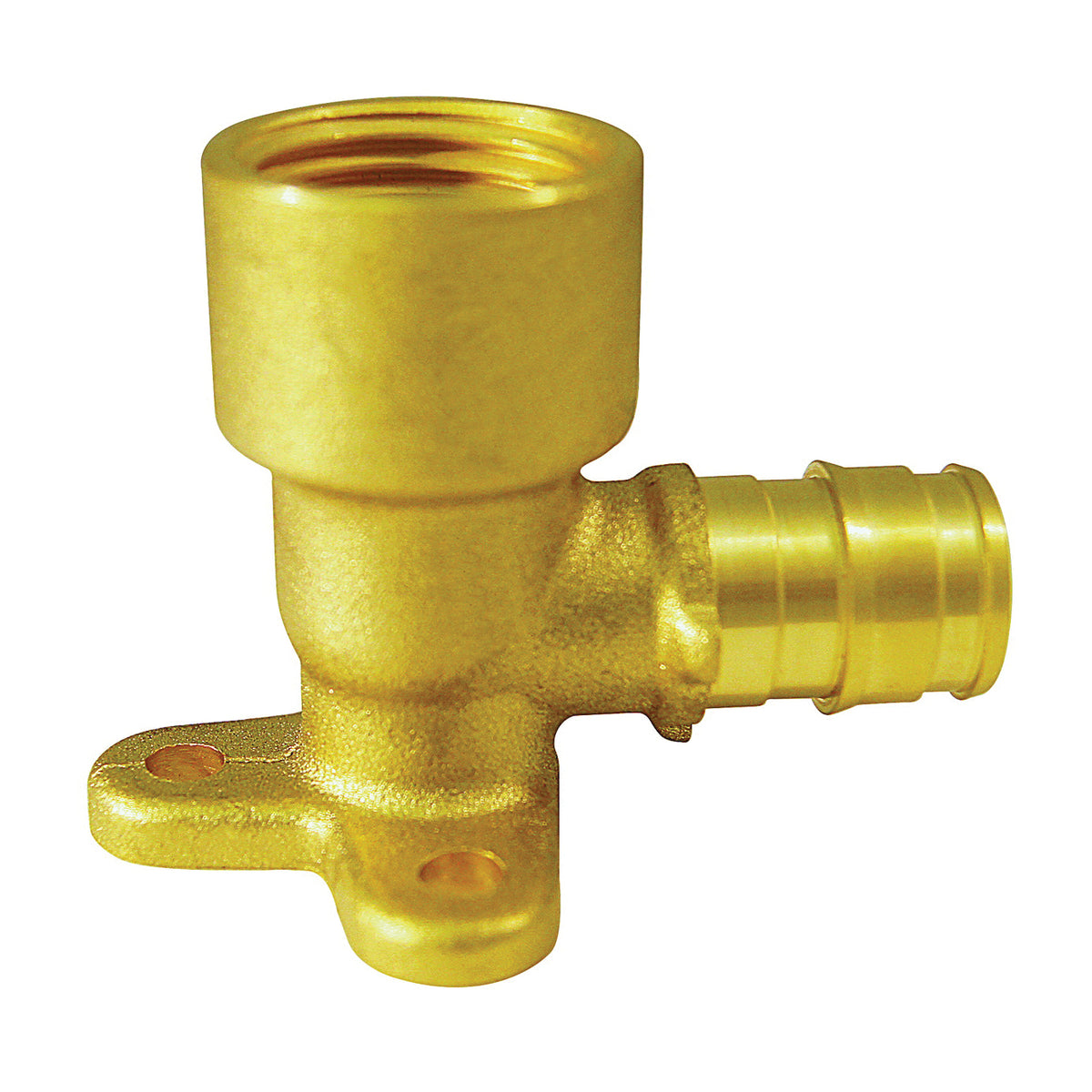 Apollo Valves ExpansionPEX Series EPXDEE12 Drop Ear Pipe Elbow, 1/2 in, Barb x FNPT, 90 deg Angle, Brass