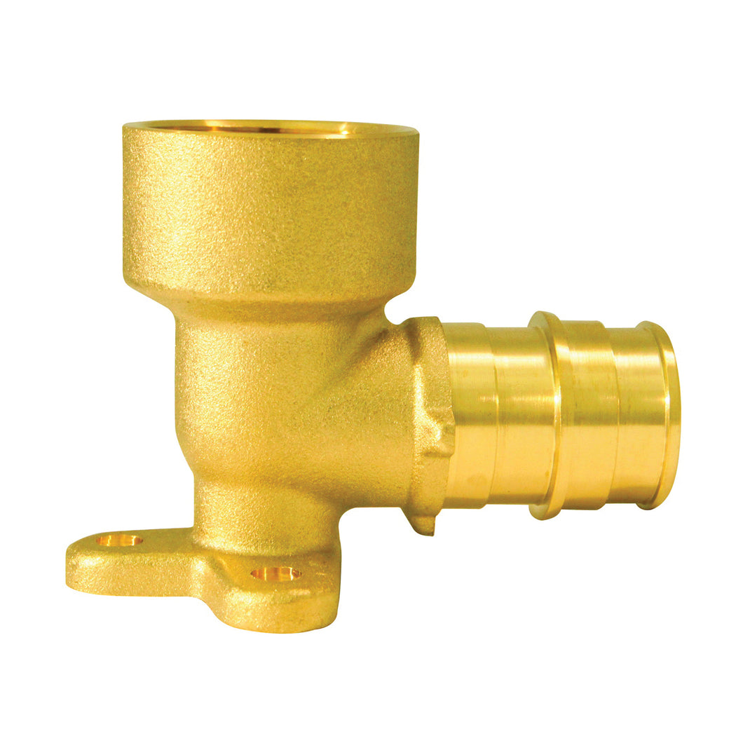 Apollo Valves ExpansionPEX Series EPXDEE34 Drop Ear Pipe Elbow, 3/4 in, Barb x FNPT, 90 deg Angle, Brass
