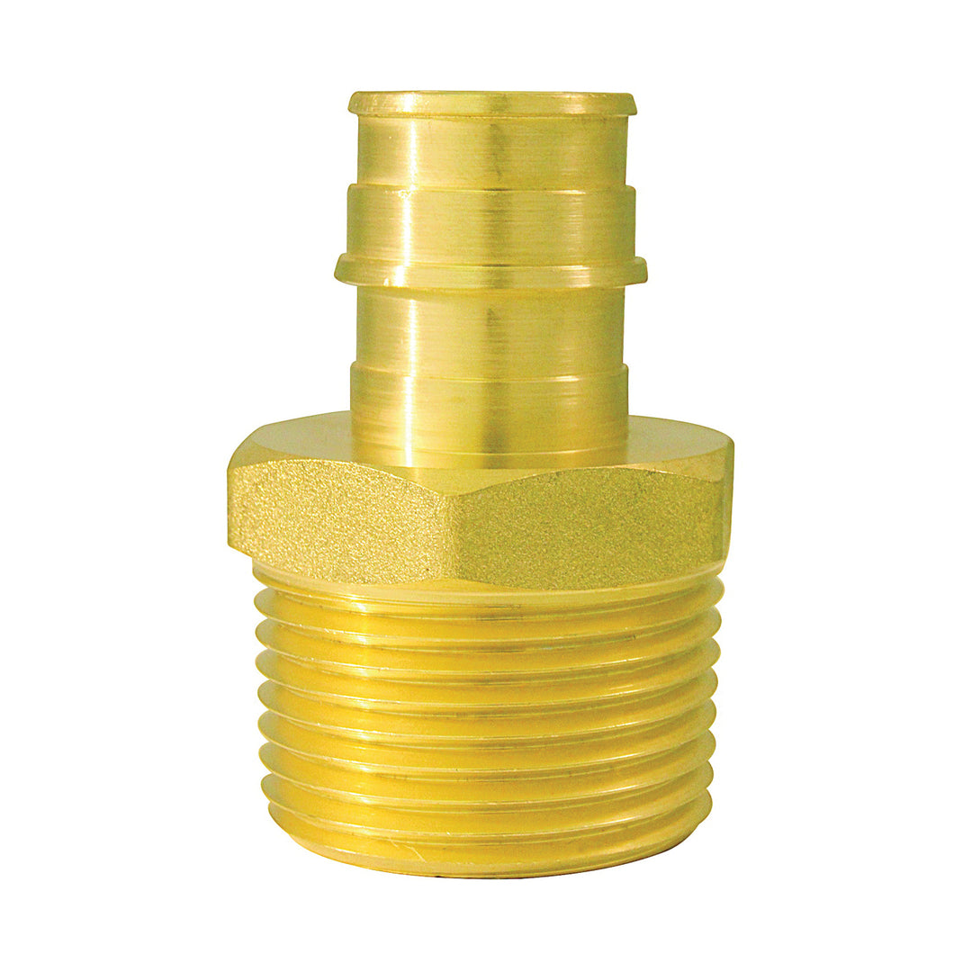 Apollo Valves ExpansionPEX Series EPXMA341 Reducing Pipe Adapter, 3/4 x 1 in, Barb x MPT, Brass, 200 psi Pressure