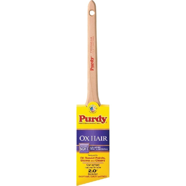 Purdy Ox-O-Angular 144296020 Angular Trim Brush, 2 in W, 2-1/8 in L Bristle, Ox Hair Bristle, Rat Tail Handle