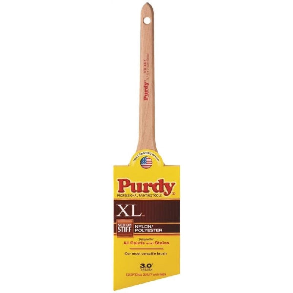 Purdy XL Dale 144080330 Angular Trim Brush, 3 in W, 2-15/16 in L Bristle, Nylon/Polyester Bristle, Rat Tail Handle