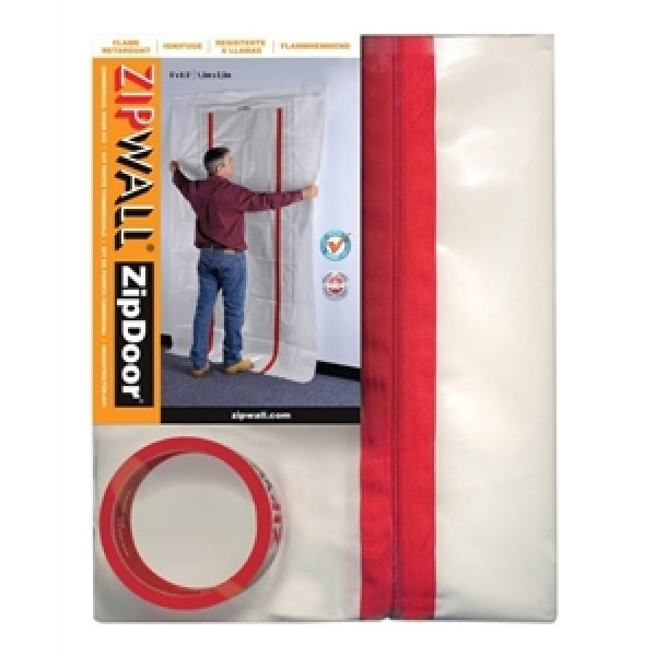 ZIPWALL ZipDoor ZDC Dust Barrier Door Kit, 4 ft L, 8 ft W, Plastic, Clear