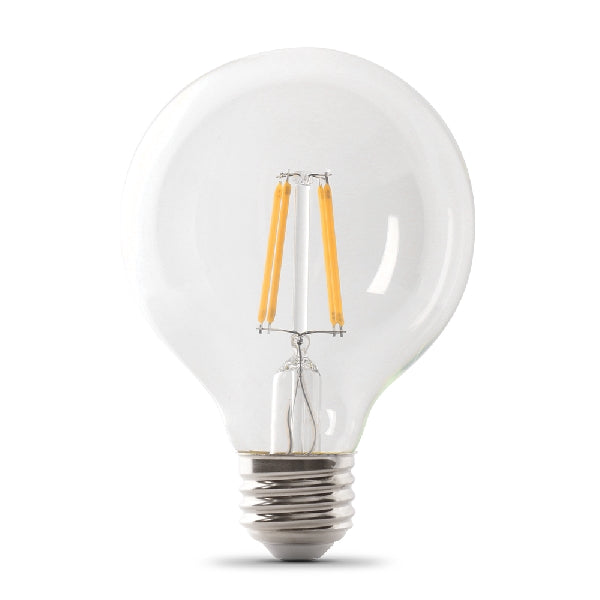 Feit Electric G2540/927CA/FIL/3 LED Bulb, Globe, G25 Lamp, 40 W Equivalent, E26 Lamp Base, Dimmable, Clear