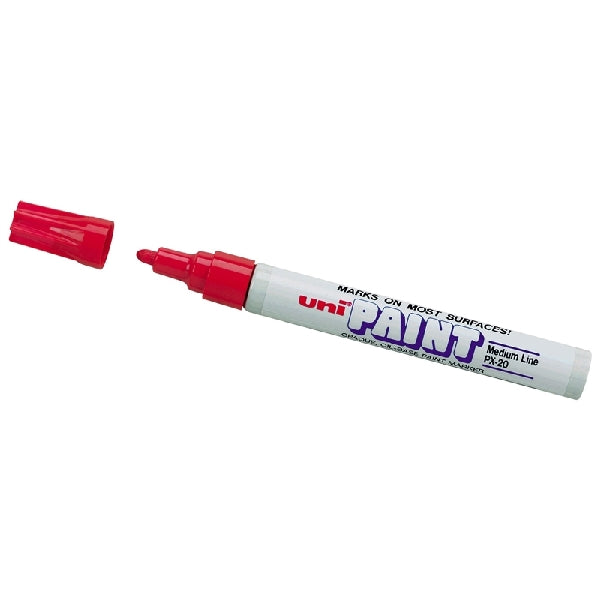 Uni-Ball 63602 Paint Marker, Medium Lead/Tip, 1/8 in Lead/Tip, Red Lead/Tip