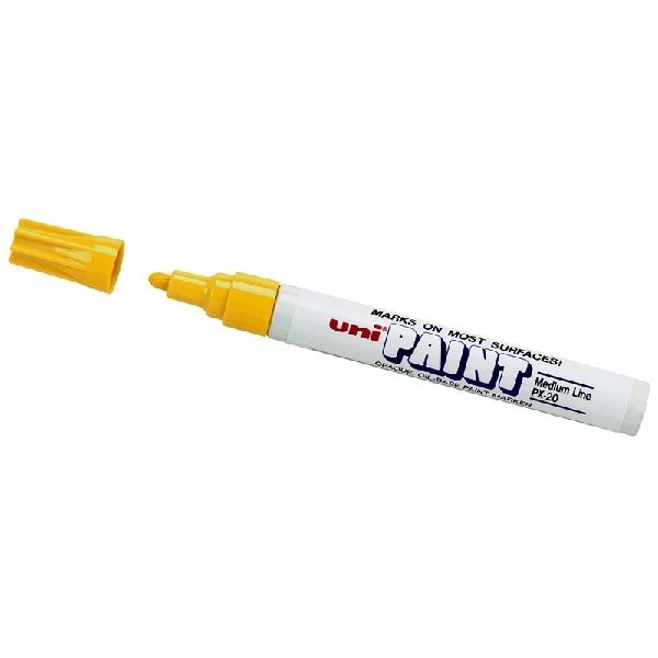 Uni-Ball 63605 Paint Marker, Medium Lead/Tip, 1/8 in Lead/Tip, Yellow Lead/Tip