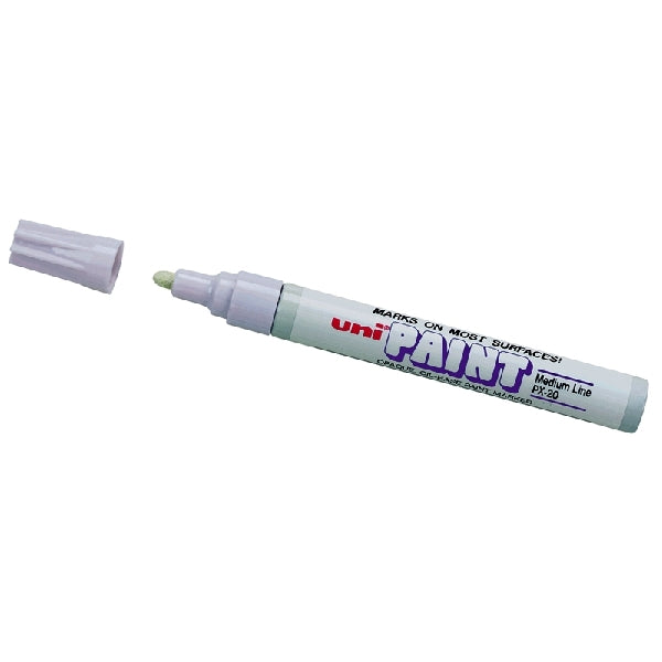 Uni-Ball 63613 Paint Marker, Medium Lead/Tip, 1/8 in Lead/Tip, White Lead/Tip