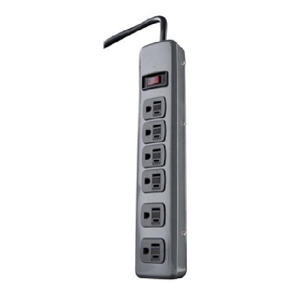 Woods 41386 Power Strip, 6 -Socket, 15 A, 120 VAC, Gray