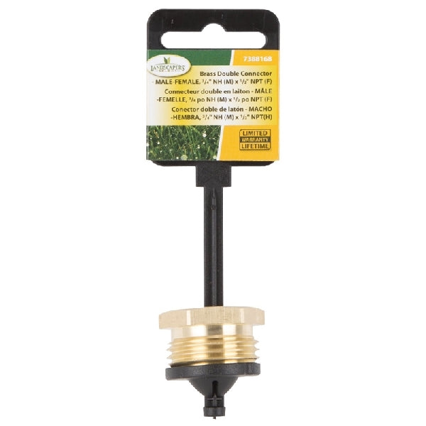 Landscapers Select GHADTRS-4 Hose Connector, 3/4 x 1/2 in, MNH x FNPT, Brass, Brass