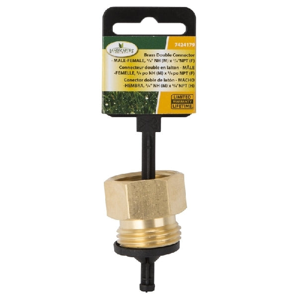 Landscapers Select GHADTRS-6 Hose Connector, 3/4 x 3/4 in, MNH x FNPT, Brass, Brass