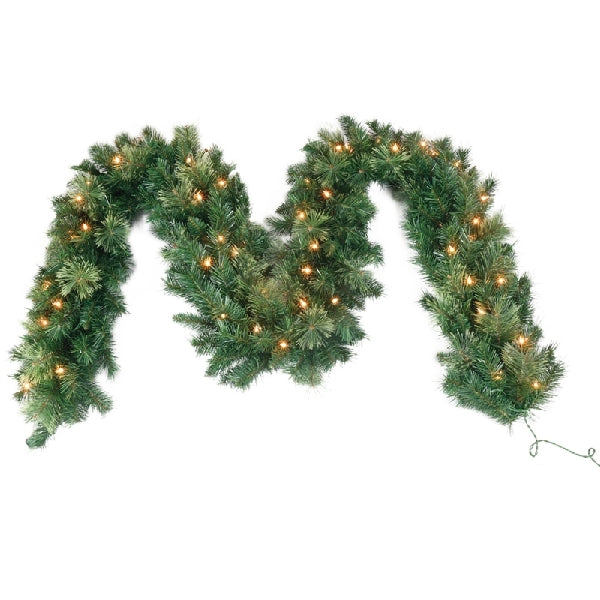 Santas Forest 81737 Pre-Lit Garland, 9 ft L, Clear Light, Indoor, Outdoor