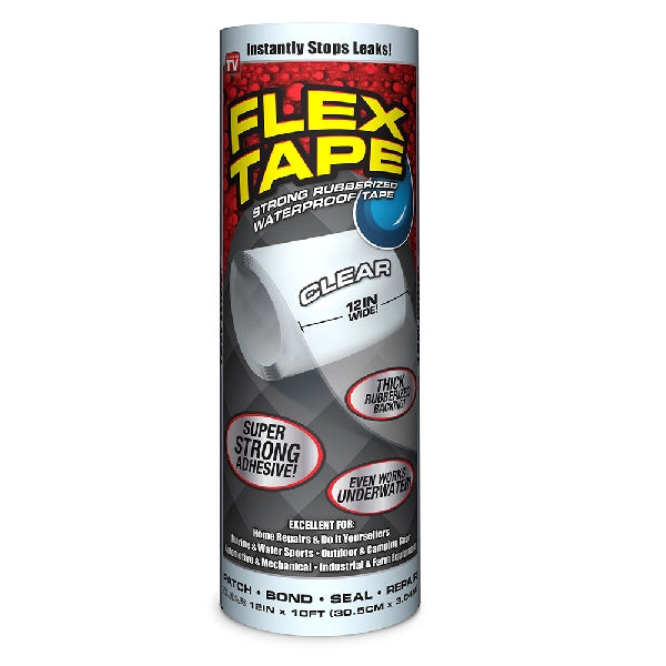 Flex Seal TFSCLRR1210 Repair Tape, 10 ft L, 12 in W, Clear