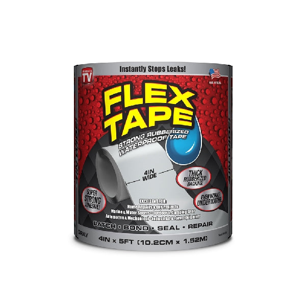 Flex Seal TFSGRYR0405 Repair Tape, 5 ft L, 4 in W, Gray