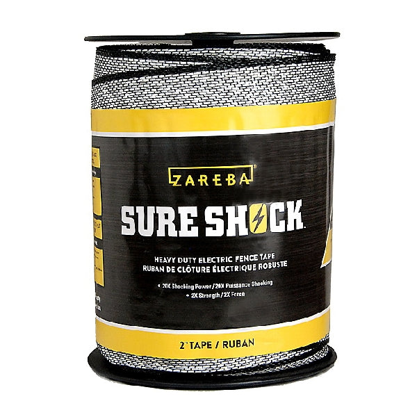 Zareba Sure Shock HDT500W2-Z Polytape, 500 ft L, 2 in W, 14-Strand, Aluminum Conductor, Fiberglass