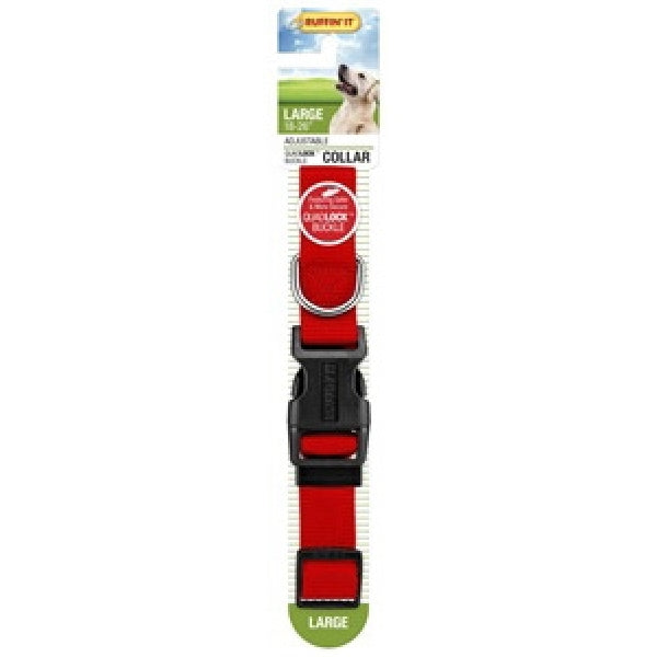 RUFFIN&#39;IT 31143 Adjustable Dog Collar, 18 to 26 in L Collar, 1 in W Collar, Nylon, Red