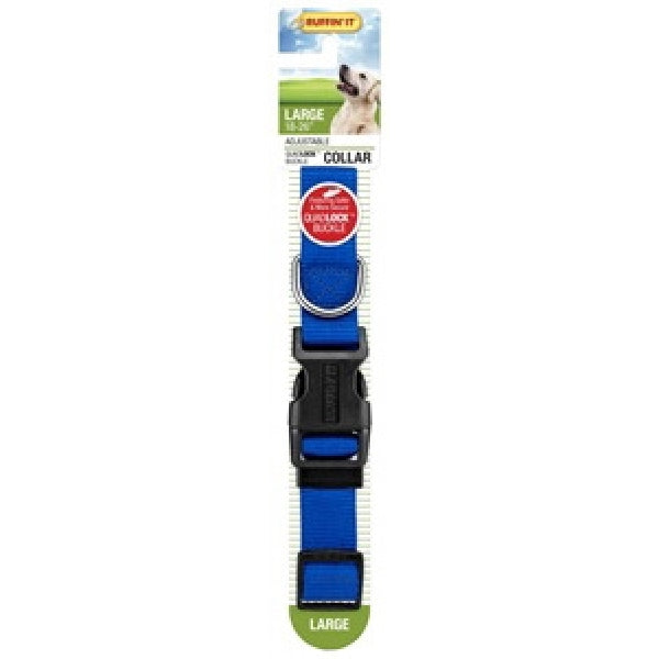 RUFFIN&#39;IT 31043 Adjustable Dog Collar, 18 to 26 in L Collar, 1 in W Collar, Nylon, Blue