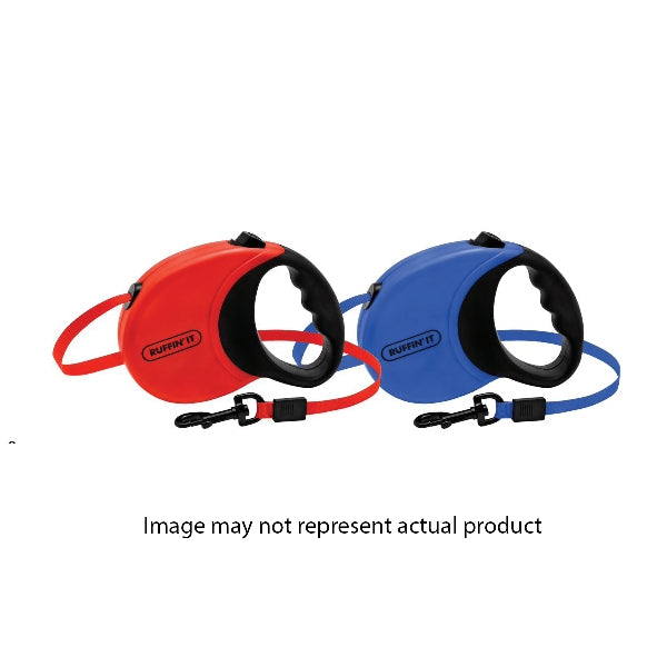 RUFFIN&#39;IT 98617 Retractable Leash, 16 ft L, Blue/Red, M Breed