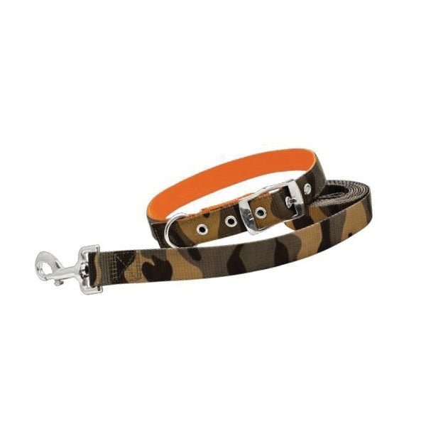 RUFFIN&#39;IT 31302 Reversible Dog Collar, 16 to 20 in L Collar, 3/4 in W Collar, Nylon, Camouflage/Orange